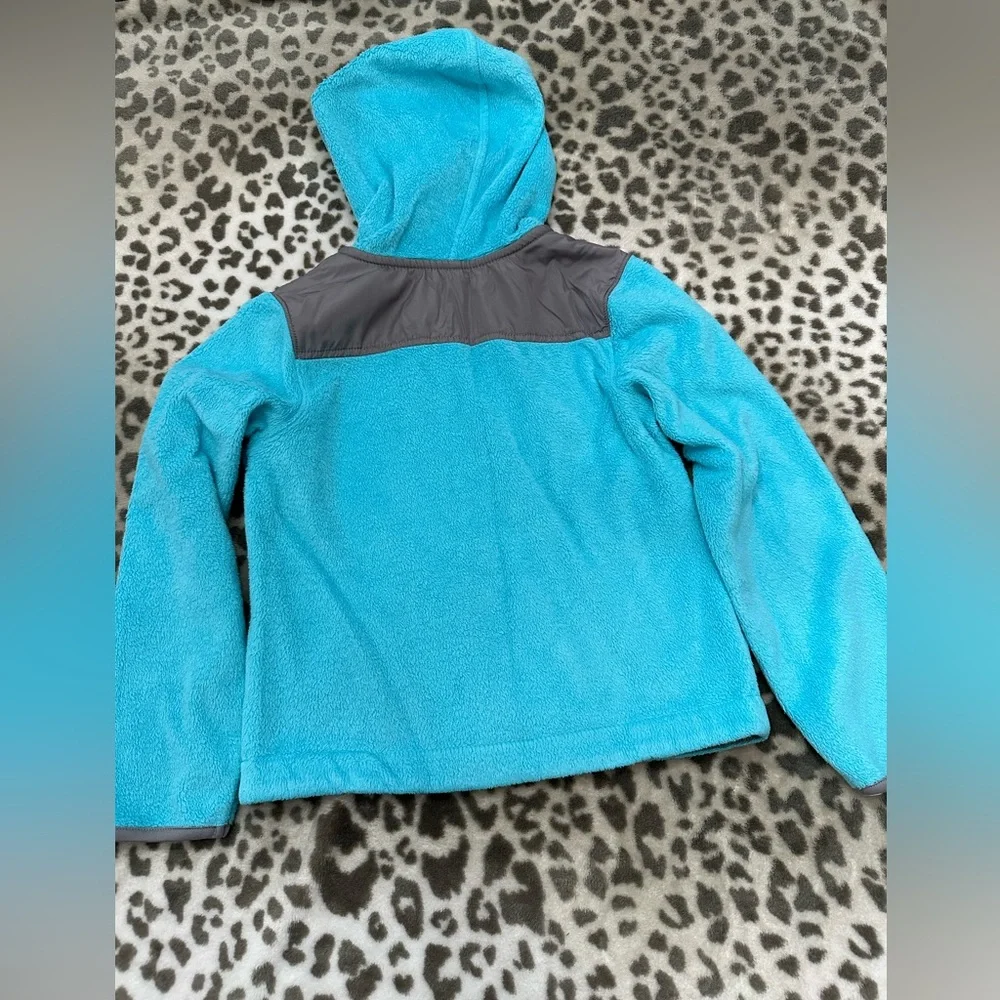 Old Navy Hooded Micro Fleece Jacket in Teal Blue Green Size Small 6 7 - Picture 12 of 16